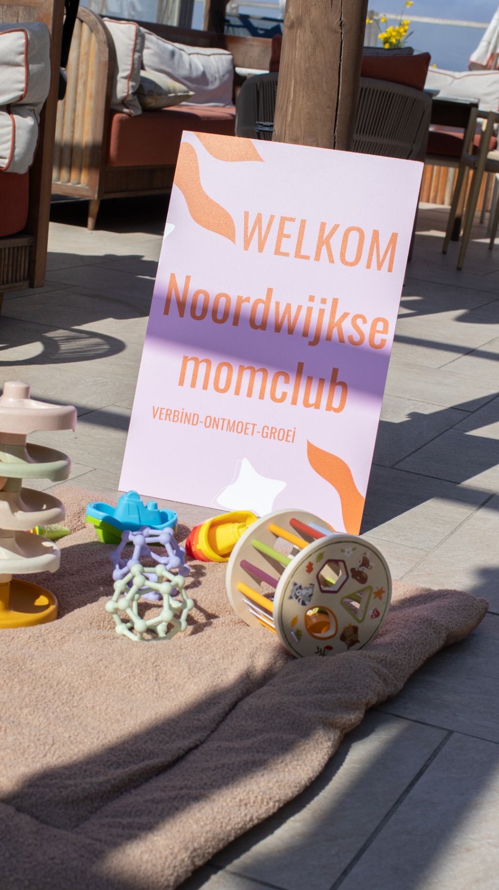 Welkomstbord met speelgoed voor de kleintjes